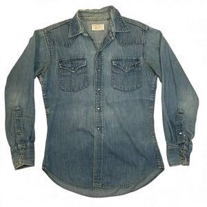 Ranchcraft JC Penney's Men's Denim Pearl Snap Western Shirt Vintage, Size Medium